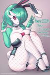  big_breasts blush breasts camel_toe clothing english_text female fishnet fishnet_legwear footwear gardevoir generation_3_pokemon gesture hi_res high_heels humanoid legwear looking_at_viewer nintendo pokemon pokemon_(species) red_eyes simple_background solo supersatanson text thick_thighs v_sign white_body 