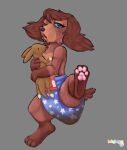 anthro canid canine canis dachshund diaper digital_drawing_(artwork) digital_media_(artwork) domestic_dog feces female hi_res hunting_dog jjunebugz looking_at_viewer looking_tired mammal open_mouth plushie shaded signature sketch soiled_diaper solo spread_legs spreading unclean_diaper used_diaper yawn