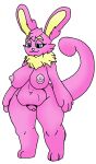  anthro big_breasts big_hands breasts chubby_female custom_species female flora_(miniiwolf) lagomorph mammal miniiwolf nude pink_body slightly_chubby solo thick_thighs yellow_ears 