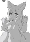  big_ears big_eyes black_nose breasts canid canine chest_tuft countershading curvy_figure dipstick_tail eyebrow_through_hair eyebrows female fox glistening glistening_eyes greyscale hair hair_over_shoulder kemono long_hair looking_at_viewer mammal markings matsuura messy_fur monochrome navel open_mouth simple_background sketch small_breasts solo tail tail_markings translucent translucent_hair tuft white_background 