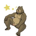  2023 absurd_res anthro baby_bear balls bear elweonfurr0 eyes_closed genitals hi_res male mammal moobs nipples penis puss_in_boots_(film) puss_in_boots_the_last_wish sitting slightly_chubby solo 