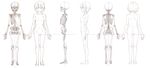  anatomical_position anatomy comparison female highres monochrome nude short_hair skeleton sketch skull smile 