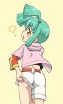  ass blush flat_chest green_hair luca luna ruka shorts twintails yu-gi-oh! yugioh_5d&#039;s yuu-gi-ou yuu-gi-ou_5d's yuuki212 