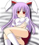  animal_ears blush bunny_ears buruma gym_uniform kazami_ruku purple_hair red_eyes reisen_udongein_inaba solo touhou 