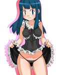  black_thong blue_hair hikari_(pokemon) lingerie long_hair pokemon underwear 