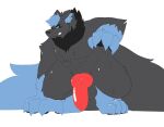 absurd_res angry animal_genitalia animal_penis anthro balls big_balls big_hands big_penis big_tail blue_hair blue_sclera canid canine canine_genitalia canine_penis canis chest_tuft claws colored_sketch crouching digital_drawing_(artwork) digital_media_(artwork) digitigrade finger_claws flaccid fluffy fluffy_chest genitals glistening glistening_body growling hair hand_on_ground hi_res huge_penis huge_tail knot knotted_penis looking_at_viewer male mammal mane markings muscular muscular_male mythological_canine mythological_creature mythology nude_male paws penis presenting presenting_balls presenting_penis raised_arm short_hair showing_teeth sketch snarling solo spread_legs spreading sugar_(sugar_but_nsfw) sugar_but_nsfw tail toe_claws tuft werecanid werecanine werecreature werewolf wolf