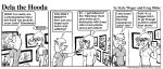 1998 anthro breasts canid canine clothed clothed_female clothed_male clothing comic dela_aldershaw dela_the_hooda dialogue dipstick_ears duo ear_markings ears_back english_text female fox fur greyscale hair hooda human inside jake_mcross male mammal monochrome multicolored_ears pivoted_ears shirt style_wager tail text topwear
