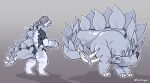 after_transformation back_plates beak before_and_after claws clothing dinosaur feet feral greyscale growth hi_res human kavdragun looking_back male mammal mid_transformation monochrome nails ornithischian prehistoric_species quadruped reptile scale_growth scales scalie solo spiked_tail spikes spikes_(anatomy) stegosaurian stegosaurus tail tail_growth thagomizer thyreophoran toenails toes torn_clothing transformation
