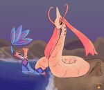  2_penises animal_genitalia animal_penis cloaca cloacal_penis feral generation_3_pokemon genitals glistening glistening_body glistening_genitalia glistening_penis hemipenes hi_res inertia_falls looking_at_viewer male milotic multi_genitalia multi_penis nature nature_background nintendo penis pokemon pokemon_(species) reptile scales scalie serpentine snake snake_penis solo spurs sunset tail unusual_anatomy unusual_genitalia unusual_penis vent ventral_groove ventral_scales water wet wet_body 