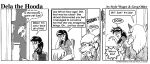1998 anthro breasts canid canine clothed clothed_female clothing comic dela_aldershaw dela_the_hooda dialogue dipstick_ears duo ear_markings electronics english_text eyewear female fox fur glasses greyscale hair hooda human mammal monochrome multicolored_ears phone style_wager sue_chan_(dela_the_hooda) text