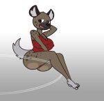  2022 against_surface aggressive_retsuko anthro ass_on_glass big_breasts breasts brown_body brown_fur butt butt_squish cleavage clothed clothing crossgender dracojeff female fur glass grey_background haida hand_behind_head hand_on_leg hyena looking_at_viewer mammal mtf_crossgender multicolored_body multicolored_fur nipple_outline on_glass one-piece_swimsuit open_mouth red_one-piece_swimsuit sanrio simple_background sitting sitting_on_glass solo spots spotted_body spotted_fur spotted_hyena squish swimwear two_tone_body two_tone_fur white_body white_fur 