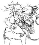 anthro blush bodily_fluids breath canid canine duo female french_kissing fur hachimitsufever kissing long_tongue machine male male/female mammal monochrome protogen sketch straddling sweat tail tail_motion tailwag tongue vocalization