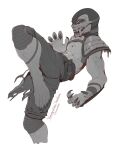  action_pose anthro barefoot claws clothed clothing feet gift kredri lizard male mask mortal_kombat open_mouth pose reptile reptile_(mortal_kombat) scalie simple_background solo toe_claws toes 