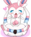  &lt;3 &lt;3_eyes absurd_res azuo blue_eyes blush butt censored eeveelution female feral generation_6_pokemon genitals hi_res looking_at_viewer nintendo open_mouth pink_body pokemon pokemon_(species) pussy simple_background solo spread_legs spread_pussy spreading sylveon white_background white_body 