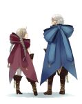  1boy 1girl ahoge back_turned bangs boots bow braid father_and_daughter fire_emblem fire_emblem_fates grey_hair high_heel_boots high_heels leather leather_boots long_hair low_twin_braids niles_(fire_emblem) nina_(fire_emblem) official_alternate_costume parted_bangs ribbon tefutene twin_braids 