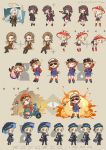  1boy 5girls :d ;) absurdres apple apple_(reverse:1999) aqua_dress arm_up arms_up beach_umbrella beret black_coat black_hair black_hat black_pants black_pantyhose blonde_hair blue_bow blue_dress blue_eyes boater_hat boots bow braces brown_background brown_coat brown_eyes brown_shorts chibi coat dress explosion eyewear_on_headwear ezra_theodore feather_hair_ornament feathers food fruit gloves green_pants grey_boots grey_gloves gun hair_bow hair_ornament hairband handgun hat highres holding holding_gun holding_suitcase holding_umbrella holding_weapon jacket long_hair motor_vehicle multiple_girls multiple_views mushroom_hat newsboy_cap one_eye_closed orange_eyes pants pantyhose photo_(object) purple_eyes red_boots red_dress red_eyes red_hat red_jacket red_socks regulus_(reverse:1999) reverse:1999 sanzio76 schneider_(reverse:1999) scooter shirt short_hair short_sleeves shorts sitting smile socks standing suitcase sunglasses tooth_fairy_(reverse:1999) umbrella vertin_(reverse:1999) weapon white_hair white_hairband white_shirt windsong_(reverse:1999) 