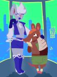 armadillo bandage bat boots bottomwear clothing duo duo_focus elevator eyeshadow footwear future futuristic futuristic_architecture futuristic_city group hair happy heart_(marking) heart_symbol hi_res high_heeled_boots high_heels hotpants hunched_over makeup male mammal markings mevka_(artist) nonbinary_(lore) sega shoes shorts size_difference smile smiling_at_another smiling_at_each_other sonic_the_hedgehog_(series) spiky_hair xenarthran