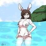  anthro areola beep! breasts clothed clothing fadeout_underground female friday(fadeout) fur genitals glistening glistening_body hair hi_res humanoid lagomorph lake leporid looking_at_viewer mammal nipples nude pussy rabbit smile solo swimming thick_thighs topwear translucent translucent_clothing water wet wet_clothing 