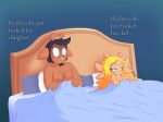  after_sex age_difference anthro antlers bed bedding bedroom_eyes bingbingo_(artist) black_hair blanket blonde_hair blue_background blush body_hair breasts buckteeth chest_hair daughter deer deltarune doe_with_antlers duo english_text facial_hair father father_and_child father_and_daughter female flapping_ears freckles furniture hair hi_res horn incest_(lore) long_hair male mammal narrowed_eyes nipples noelle_holiday nude parent parent_and_child pillow profanity red_nose rudolph_holiday seductive simple_background small_breasts teeth text under_covers undertale_(series) wide_eyed 