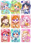  6+girls :3 :d arashi_chisato arm_up bangs black_hair blonde_hair blue_hair blunt_bangs blush blush_stickers bow braid brown_hair calligraphy_brush chibi chinese_zodiac chopsticks closed_eyes double_bun eating facepaint flower folding_fan food fur_collar gradient_hair grey_hair hagoita hair_bow hair_bun hair_flower hair_ornament half_updo hand_fan hane_(hanetsuki) hanetsuki hazuki_ren heanna_sumire highres holding holding_chopsticks holding_fan holding_paddle holding_paintbrush holding_paper keplerlovelive long_hair long_sleeves looking_to_the_side love_live! love_live!_superstar!! low_twintails mochi multicolored_hair multiple_girls new_year obi ok_sign one_eye_closed onitsuka_natsumi open_mouth orange_eyes orange_hair paddle paintbrush paper parted_bangs pink_hair ponytail purple_eyes red_eyes red_hair ribbon sakurakouji_kinako sash shibuya_kanon short_hair single_hair_bun smile tang_keke thick_eyebrows translation_request twintails v-shaped_eyebrows v_arms very_long_hair wakana_shiki white_hair wide_sleeves year_of_the_rabbit yellow_eyes yoneme_mei zouni_soup 