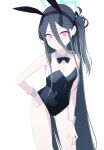  &lt;key&gt;_(blue_archive) 1girl absurdres aimpoleume animal_ears aris_(blue_archive) black_bow black_bowtie black_hair blue_archive bow bowtie detached_collar flat_chest groin halo hand_on_hip highres long_hair one_side_up pink_eyes playboy_bunny rabbit_ears solo very_long_hair wrist_cuffs 