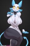  absurd_res anthro big_breasts breasts cleavage clothed clothing cooliehigh crossed_legs deltarune dress felid feline female floating_hands hi_res looking_at_viewer machine mammal open_mouth robot simple_background sitting solo tasque_manager thick_thighs undertale_(series) yellow_eyes 
