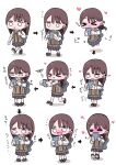  &gt;_&lt; 1girl :d bag blush brown_hair cellphone earrings heart highres jewelry jumping loafers long_hair open_mouth original phone pleated_skirt school_bag school_uniform shoes simple_background skirt smartphone smile sweater_vest tears wavy_mouth white_background zurikishi 