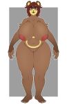  anthro areola bear big_breasts breasts brown_body brown_fur brown_hair eyelashes eyelids female fur generation_2_pokemon genitals hair hi_res huge_breasts looking_at_viewer mammal mature_female nintendo nipples pokemon pokemon_(species) pussy simple_background solo standing thick_thighs unluckyoni ursaring wide_hips 
