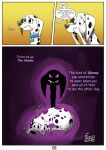  101_dalmatian_street 101_dalmatians absurd_res animal_noises black_eyes canid canine canis collar comic dalmatian darkness delilah_(101_dalmatians) delilah_(the_succubus_hunt) demon demon_eyes disney dolly_(101_dalmatians) domestic_dog doppleganger duo evil_grin fangs female fenris64 feral fingers fist floppy_ears fur hi_res holding_mouth leader_(the_succubus_hunt) mammal mouth_closed sad scared shadow shame small_tail smile spots spotted_body spotted_fur succubus tail teeth the_succubus_hunt toonkind toony whining 