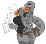  absurd_res accessory anthro armor beer_stein belt beverage big_breasts breasts clothing container cup dare_to_exist digital_media_(artwork) duo eating eyes_closed female food food_fetish furgonomics grey_body grey_scales headgear helmet hi_res knight legwear leotard male markings melee_weapon mug open_mouth reptile sai_(weapon) sandwich_(food) scales scalie sketch solo_focus spookyboi stein submarine_sandwich suggestive suggestive_food tail tail_accessory tail_belt tail_pouch thigh_highs thigh_stockings warrior weapon 