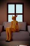  absurd_res anthro breasts cervine countershading deer female hi_res inside mammal nude redmox_(artist) relaxing slim small_breasts solo 