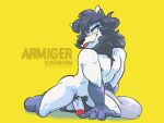  andromorph anthro armiger_(bxrnstellar) canid canine canis colorful domestic_dog genitals humanoid_genitalia humanoid_penis intersex male mammal muscular muscular_male nordic_sled_dog penis pose samoyed solo spitz yersonlloyd ylredroom 