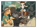 absurd_res anthro antlers armor automaton belt black_clothing black_shirt black_topwear border bovid bovine canid city clothed clothing crowd deer dessert fantasy feather_hat female food frilly fur glass_(tinderkell) green_eyes grey_body grey_fur grin group hand_on_shoulder hi_res horn ice_cream lagomorph male mammal mechanical_body musical_instrument nervous nervous_smile plate_armor pouch_(anatomy) pouch_purse raised_arm rolled_up_sleeves shirt short_sleeves smile tan_body tan_fur tinderkell topwear tuft whistle_(object) white_eyes wood yellow_body yellow_fur yitexity zeb_(tinderkell)