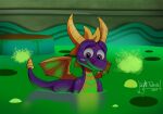 activision digital_media_(artwork) dragon feral hi_res horn lightwavedrake lightwavedrake_(artist) looking_down male membrane_(anatomy) membranous_wings microsoft mythological_creature mythological_scalie mythology purple_body purple_scales scales scalie sinking slime solo spyro spyro_reignited_trilogy spyro_the_dragon stuck wings worried xbox_game_studios