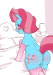  absurd_res anus big_butt blue_body bodily_fluids butt clothed clothed_feral clothing cold-blooded-twilight equid equine female feral friendship_is_magic genital_fluids genitals hair hasbro hi_res legwear mammal mature_female mrs._cake_(mlp) my_little_pony pink_hair pussy pussy_juice solo thigh_highs 