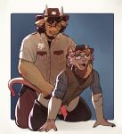 2024 all_fours anal anal_penetration anthro anthro_on_anthro anthro_penetrated anthro_penetrating anthro_penetrating_anthro arm_hair athletic athletic_anthro athletic_male bandage beard blush bodily_fluids body_hair bottomwear bottomwear_down bovid brown_hair caprine clothed clothing doggystyle duo ear_piercing ear_ring erection eyewear facial_hair from_behind_position fur furgonomic_hat furgonomic_headwear furgonomics genital_fluids genitals glans glasses goat gol1ath grey_body grey_fur hair hat headgear headwear hi_res horn humanoid_genitalia humanoid_penis male male/male male_anthro male_penetrated male_penetrating male_penetrating_male mammal mouse murid murine open_bottomwear open_clothing open_pants pants pants_down partially_clothed partially_clothed_anthro partially_clothed_male penetration penile penile_penetration penis penis_in_ass piercing precum precum_string ring_piercing rodent sex sheriff simple_background tail tan_body tan_fur wearing_glasses