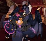 abdominal_bulge anthro anthro_on_feral anthro_penetrated bed bestiality big_penis black_body bodily_fluids breasts countershading cum cum_in_vagina cum_inside dragon female female/female feral feral_penetrating feral_penetrating_anthro furniture genital_fluids genitals group hi_res horn huge_penis jyrova_(infinium_knight) kissing kiz_emberscale_(dat_otter) klank_(spark.kobbo) kobold lying lying_on_another lying_on_bed male male/female mythological_creature mythological_scalie mythology nipple_piercing nipples on_bed orange_body orange_countershading penetration penis piercing pink_body prosthetic prosthetic_arm prosthetic_leg prosthetic_limb purple_body purple_countershading scalie sex size_difference tail tight_fit trio vulva yanne