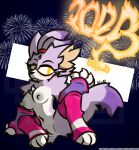  absurd_res anthro blaze_the_cat blush breasts claws clothing dipstick_tail domestic_cat felid feline felis female fire fireworks fur genitals gloves handwear hi_res holidays inner_ear_fluff legwear long_tail looking_at_viewer mammal markings mostly_nude multicolored_body multicolored_fur new_year new_year_2023 nipples purple_body purple_fur pussy sega sitting smile smiling_at_viewer solo sonic_the_hedgehog_(series) stockings tail tail_markings tuft two_tone_body two_tone_fur white_body white_fur wub_(artist) yellow_eyes 