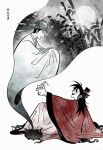  19zlily 2boys absurdres ahoge alcohol bamboo black_hair black_hat black_shoes blood blood_on_clothes blood_on_hands chinese_clothes chinese_commentary chinese_text closed_eyes coat creature cup dao_gui_yi_xian from_side full_moon hair_bun hair_ribbon half_updo hanfu hat hat_ribbon highres holding holding_cup incense_burner jin_(headwear) li_huowang li_sui_(tentacles) long_hair long_sleeves looking_at_another male_focus moon multiple_boys open_mouth outstretched_arm profile reaching red_coat red_ribbon ribbon robe shoes single_hair_bun sitting smile smoke snow tentacles tentacles_under_clothes updo white_hanfu wide_sleeves zhouzi_jin_(headwear) zhuge_yuan 