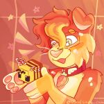 2021 ambiguous_gender anthro bee_(minecraft) blue_eyes brown_body brown_fur bust_portrait button_ears canid canine canis capegloam circle_eyebrows clip_studio_paint_(artwork) collar collar_tag digital_drawing_(artwork) digital_media_(artwork) domestic_dog duo eyebrows eyewear floppy_ears fur glasses hair happy looking_at_another male mammal microsoft minecraft mojang open_mouth open_smile orange_body orange_fur pawpads pink_nose pink_pawpads portrait pupils rectangular_glasses red_collar shaded short_hair smile smiling_at_another snout star_pupils wearing_glasses whiskers white_pupils xbox_game_studios yellow_body yellow_fur