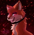  alternative_fashion astralia_(art) black_makeup canid canine collar female feral fox fur goth hi_res makeup mammal markings mole_(marking) multicolored_body multicolored_fur open_mouth orange_body orange_fur piercing portrait simple_background solo watermark white_body white_fur 