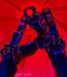 1_eye hi_res looking_at_viewer looking_down low-angle_view machine new_blood_interactive not_furry odem_logs red_background red_eyes robot simple_background solo ultrakill v1_(ultrakill)