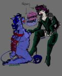 ambiguous_gender anal anal_penetration anthro arm_hair arm_tuft armpit_hair ball_gag bdsm blue_body blue_fur blue_hair blush bodily_fluids body_hair bodysuit bondage boots bound breast_grab breasts bulge buttplug buttplug_in_ass buttplug_insertion callan_dion canid canine canis cheek_tuft chest_hair chest_tuft clothing colored curled_tail curly_hair dialogue dildo dildo_in_vagina dildo_insertion domestic_dog dominant dominant_female dominatrix drooling duo eyewear facial_scar facial_tuft felid female female/female footwear fur gag gagged glasses gloves green_eyes grey_background grey_body grey_fur hair hand_on_breast handwear hi_res high_heeled_boots high_heels humiliation iambdacore kneeling latex latex_bodysuit latex_boots latex_clothing latex_footwear latex_gloves latex_handwear latex_skinsuit leg_hair lion mammal middle_aged missysissy mommy_kink moob_grab moobs muffled multicolored_body multicolored_fur muzzle_gag narrowed_eyes nipples object_in_ass open_mouth orange_eyes pantherine penetration plug_(sex_toy) plug_insertion purple_hair purple_nipples restrained restraints rope rope_bondage saliva scar schnauzer sex_toy sex_toy_in_ass sex_toy_in_vagina sex_toy_insertion shoes shoulder_tuft simple_background sitting skinsuit speech_bubble spread_legs spreading squint sweat tail tavin_lowell tight_clothing tuft vaginal vaginal_penetration valleyos verbal_domination verbal_teasing wearing_glasses white_body white_fur
