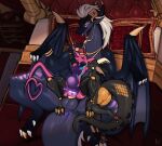 abdominal_bulge anthro anthro_on_feral anthro_penetrated bed bestiality big_penis black_body bodily_fluids breasts countershading cum cum_in_vagina cum_inside dragon female female/female feral feral_penetrating feral_penetrating_anthro furniture genital_fluids genitals group hi_res horn huge_penis jyrova_(infinium_knight) kissing kiz_emberscale_(dat_otter) klank_(spark.kobbo) kobold lying lying_on_another lying_on_bed male male/female mythological_creature mythological_scalie mythology nipple_piercing nipples on_bed orange_body orange_countershading penetration penis piercing pink_body prosthetic prosthetic_arm prosthetic_leg prosthetic_limb purple_body purple_countershading scalie sex size_difference tail tight_fit trio vulva yanne