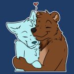  &lt;3 2023 anthro bear bearphones blue_background blue_body brown_bear brown_body brown_fur duo embrace eyes_closed fur grizzly_bear happy hi_res hug male mammal neck_tuft outline peperott reaction_image side_view simple_background smile tuft ursine white_outline ych_(character) 