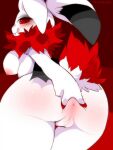  anthro anus breasts butt cybunny eyelashes fangs female fur genitals hand_on_butt hi_res innie_pussy jumpstart_games lagomorph leporid licking licking_lips long_ears looking_at_viewer looking_back mammal multicolored_body multicolored_fur napdust neck_tuft neopet_(species) neopets nipples nude presenting presenting_hindquarters pupils pussy rabbit red_body red_fur red_sclera short_tail simple_background slit_pupils solo spread_anus spreading tail teeth tongue tongue_out tuft two_tone_body two_tone_fur watermark white_body white_fur 
