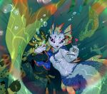 3_toes abs anthro barefoot belt blue_body blue_scales bottomwear breasts brown_pawpads claws clothed clothing denim denim_bottomwear denim_clothing detailed detailed_background digital_drawing_(artwork) digital_media_(artwork) duo featureless_breasts feet felid feline female fin finger_claws flippers fur gills green_eyes hand_on_mouth head_fin head_tuft heart_sign heart_symbol holding_another imminent_drowning jeans jersey kidnapping long_sleeves looking_at_another looking_at_viewer mammal marine markings merfolk non-mammal_breasts nude open_mouth pants pawpads paws pepper_(ruffu) pointy_ears pupils purple_eyes ruffu scales shirt slit_pupils soles split_form spots spotted_body spotted_fur spread_toes toe_claws toes topwear torn_bottomwear torn_clothing torn_jeans torn_pants tuft underwater unnamed_character water white_body