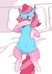  absurd_res anus blue_body blush clothed clothed_feral clothing cold-blooded-twilight equid equine female feral friendship_is_magic genitals hair hasbro hi_res legwear lying mammal mature_female mrs._cake_(mlp) my_little_pony navel on_back pink_hair pussy thigh_highs 