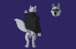  absurd_res anthro anus balls canid canine canis death_(puss_in_boots) genitals hi_res male mammal raised_tail red_eyes simple_background solo tail wolf zorrojerry 