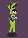  afrosoricid annoyed anthro big_breasts black_clothing black_footwear black_leotard black_shoes blue_eyes breasts bunny_costume cleavage clothed clothing costume crossed_arms ear_piercing eyelashes facial_markings fake_ears fake_rabbit_ears female footwear fur gloves green_body green_fur hair handwear head_markings hi_res idw_publishing leotard lewdthealess looking_at_viewer mammal markings piercing ponytail purple_background sega sharp_teeth simple_background solo sonic_the_hedgehog_(comics) sonic_the_hedgehog_(idw) sonic_the_hedgehog_(series) studded_bracelet surge_the_tenrec tan_body tan_fur teeth tenrec white_clothing white_gloves white_handwear wide_hips 